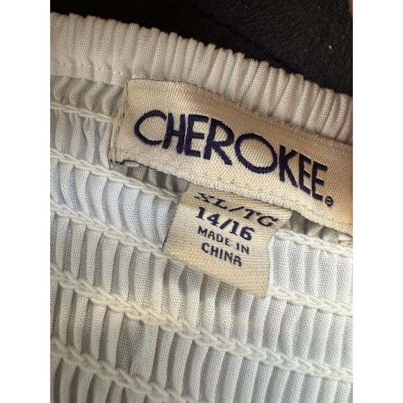 Vintage Y2k Cherokee White Smocked Eyelet Summer Sun Dress size Juniors XL 14/16 - Picture 3 of 7